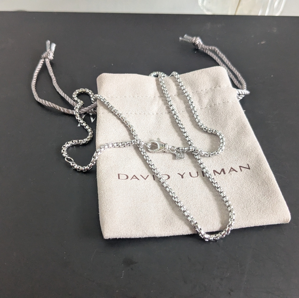 David Yurman Sterling Silver Box Chain Necklace - Picture 4 of 10